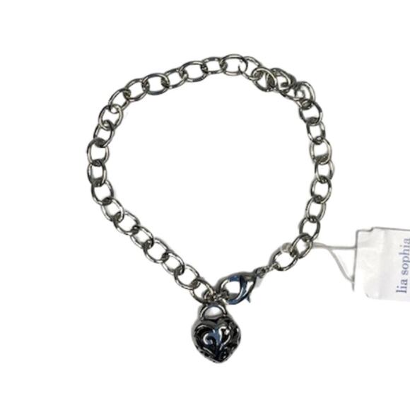 NEW Lia Sophia Silvertone Heart Bracelet - Picture 1 of 3